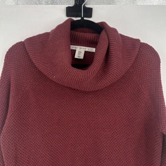 Max Studio Women’s Textured Cowl Neck Cranberry Red Cozy Sweater Size Medium - Picture 7 of 10